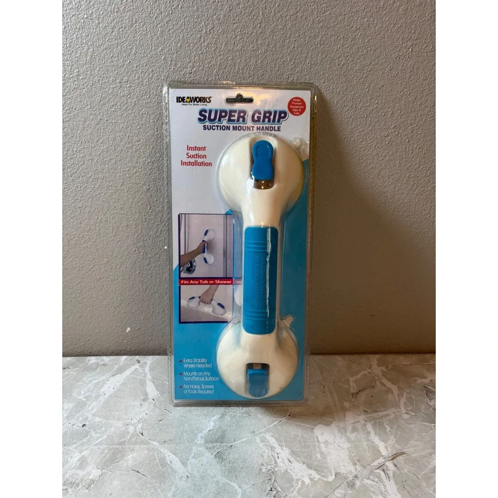 IdeaWorks Super‎ Grip Suction Mount Handle Bathroom Shower Safety Grab Bar White